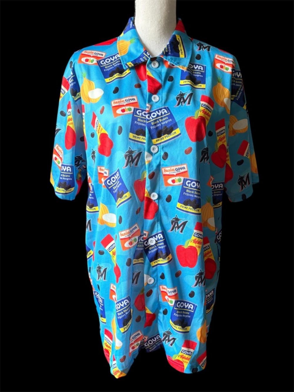 Miami Marlins/ Goya black beans button up shirt, Size XL #MLB #baseball #Goya